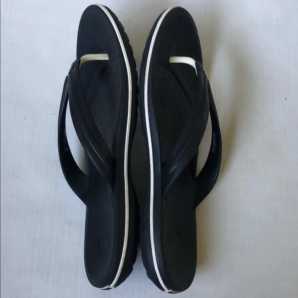 CROCS Crocband Flip Flops Unisex Black Sporty Comfort Sandals M10 W12